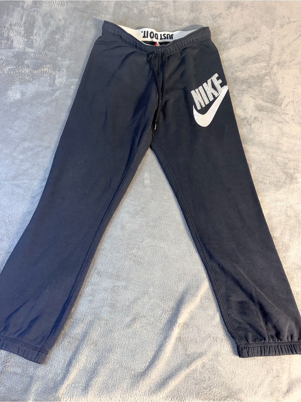 Nike Just Do It Black Jogger Sweatpants Large Sequin Logo Swoosh Women’s L